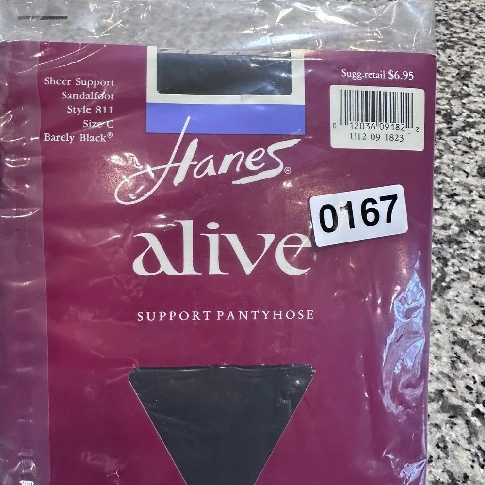 Hanes Too!‎ Alive Sheer Support Pantyhose Classic Navy Barely Black Size CD EF